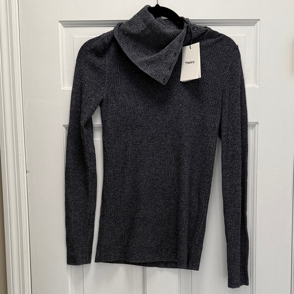 Theory Women's Navy Mic Cowl Neck/turtleneck Sweater NWT size M “leendelly b”